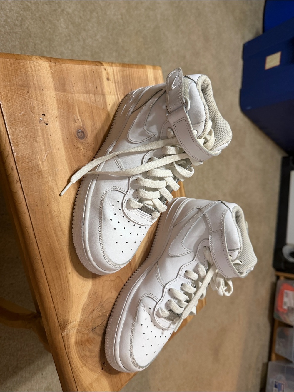 Kids Nike Air Force One-White High-Top Sneakers with Ankle Strap